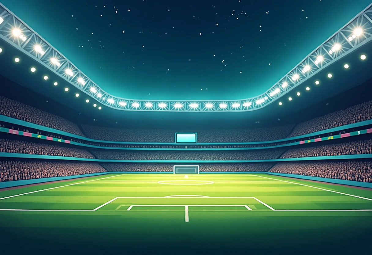 Un estadio vibrante listo para un partido nocturno