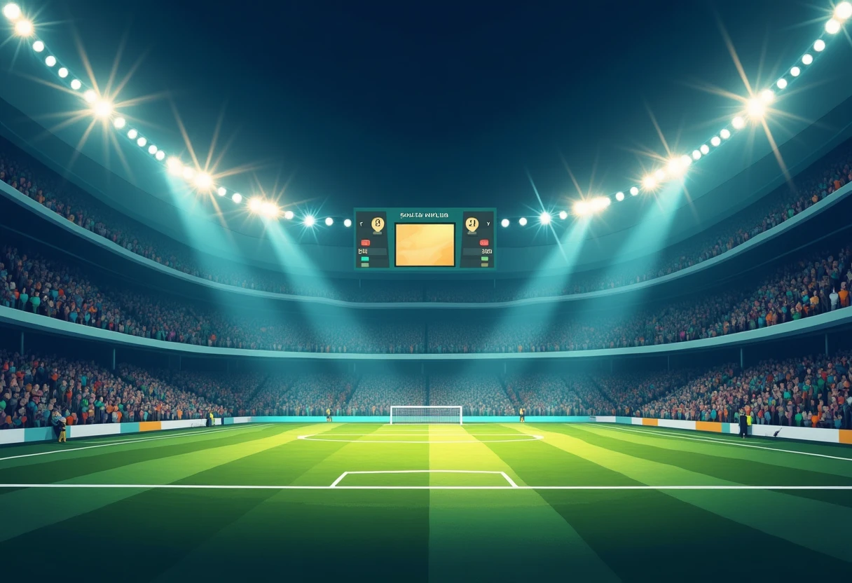 Tablero de puntuación de un estadio en la noche