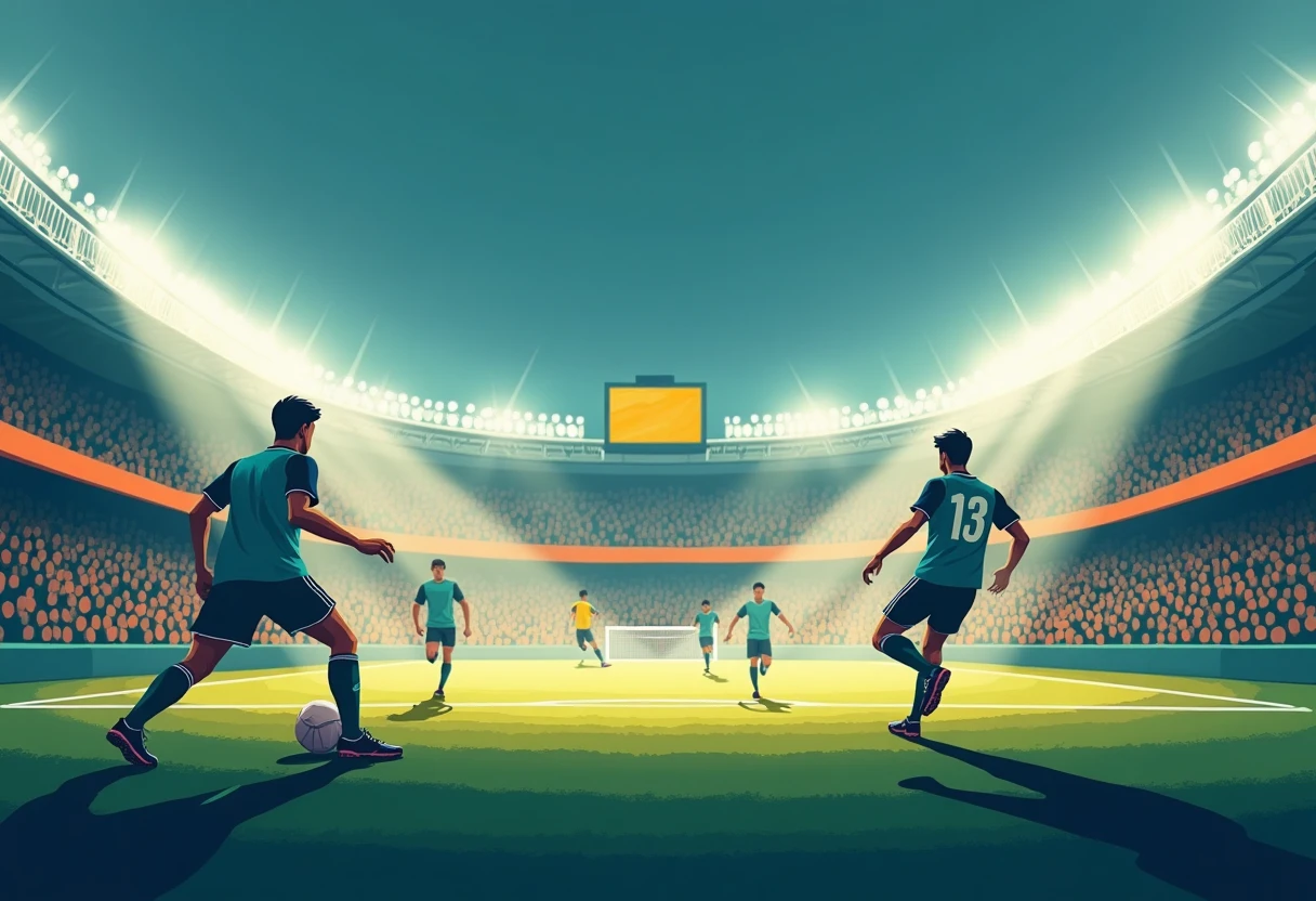 Illuminated football stadium illustration