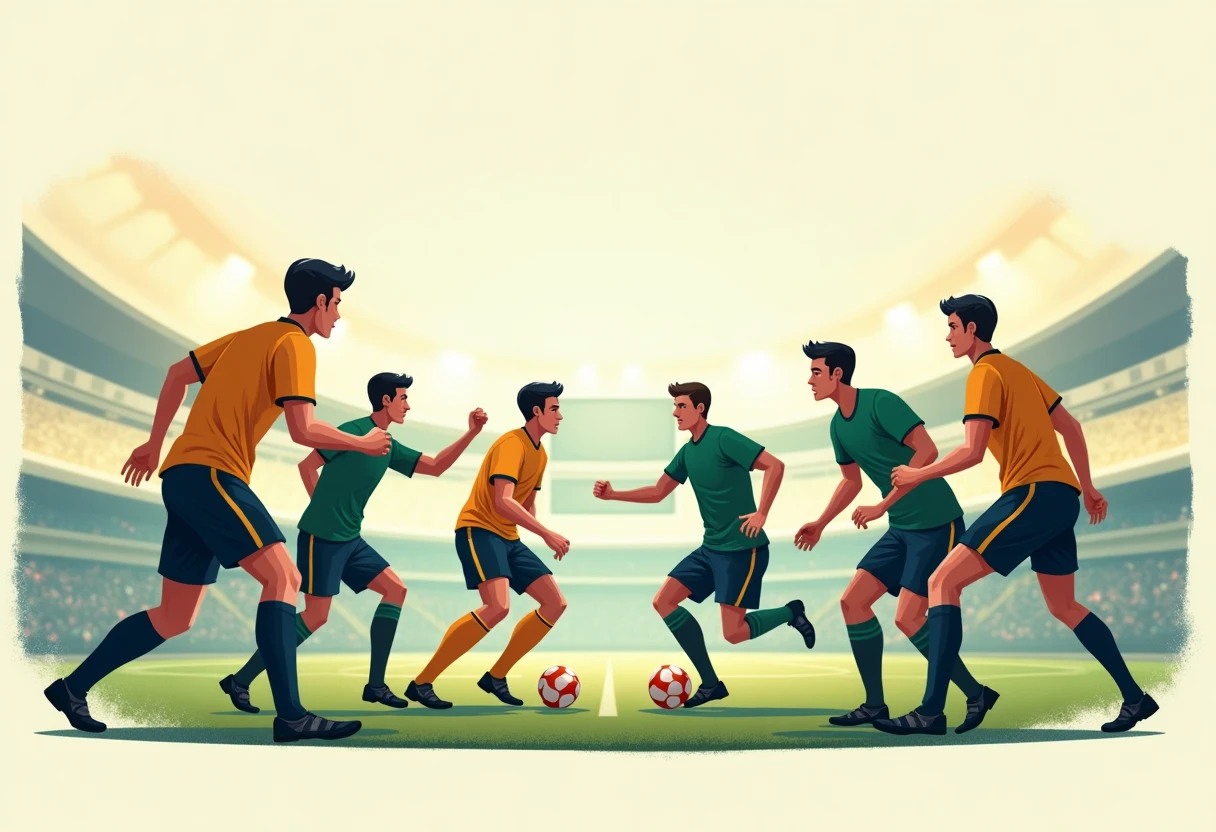 Teams facing off in a football match