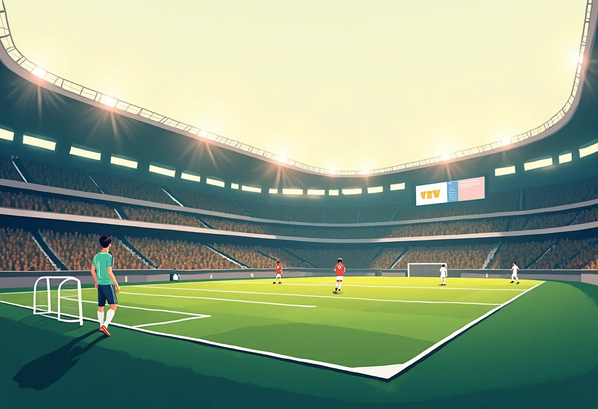 Estadio de fútbol iluminado